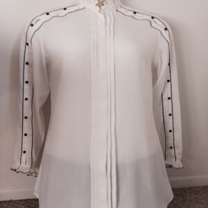Anne Fontaine button-down black and white blouse